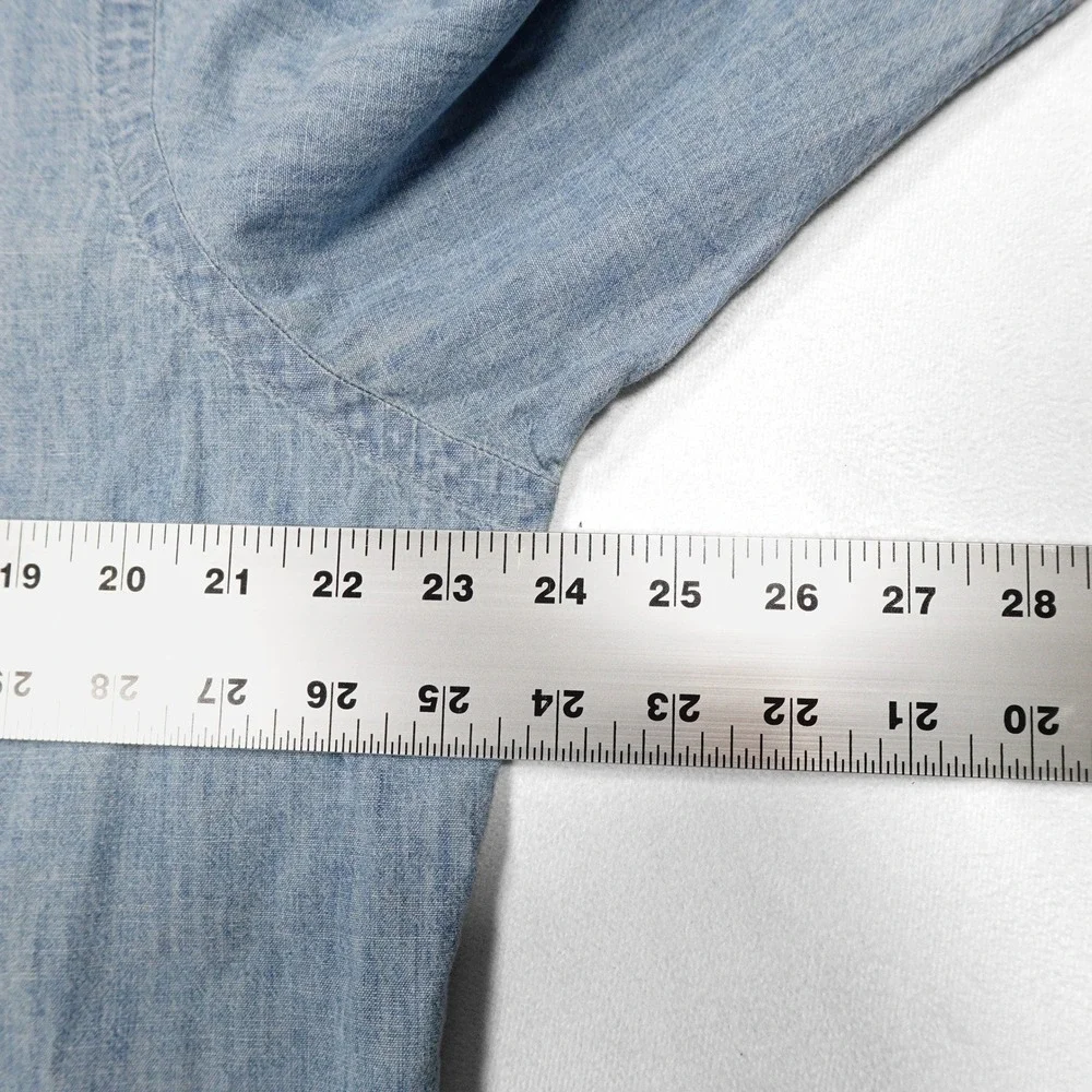 RALPH LAUREN Men's Size L Blue Cotton Chambray Button Down Long Sleeve Shirt - Picture 7 of 8